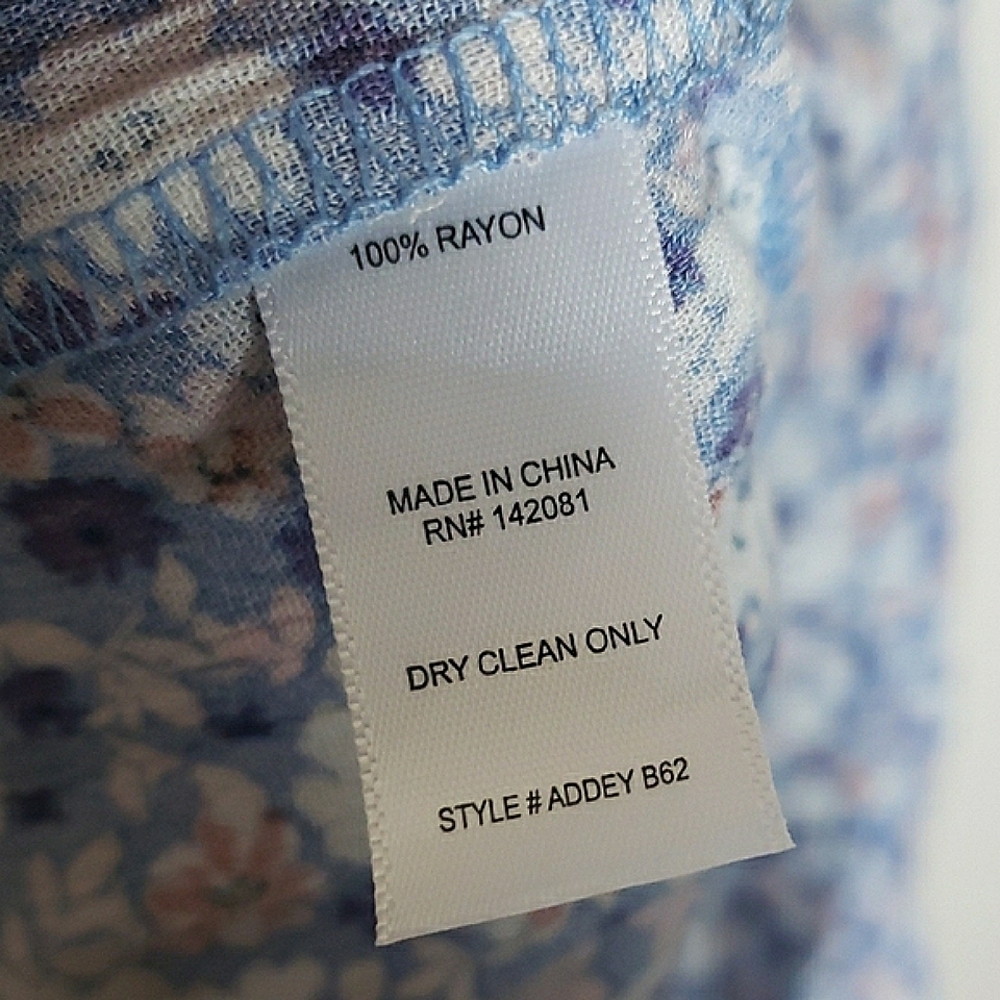 Altar'd State Tiered Floral Dress Scoop Neck Short Puff Sleeves Blue Multicolor - Picture 13 of 13